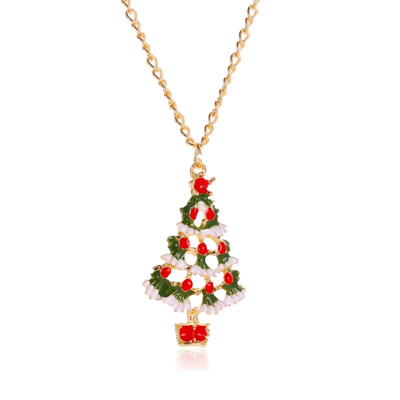 New Design Christmas Earrings Cute Christmas Tree Earrings Christmas Tree Necklace Set for Women Girls Christmas Gifts Jewelry