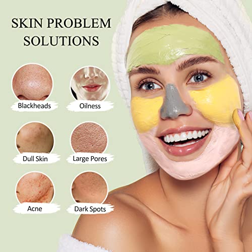 SHVYOG TonFace Mask Kit Face Masks Vitamin C Mask Set with Turmeric Dead Sea Clay Mask Green Tea Mask Rose Sound Mask for Deep Cleansing Oil Control and Pore Strengthening 240g