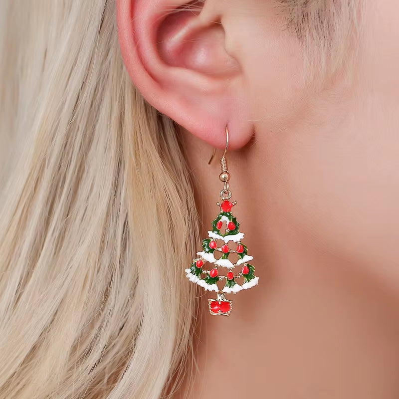 New Design Christmas Earrings Cute Christmas Tree Earrings Christmas Tree Necklace Set for Women Girls Christmas Gifts Jewelry