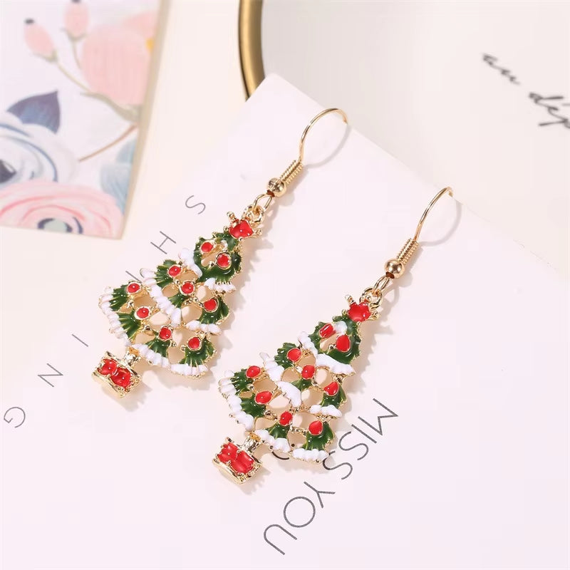 New Design Christmas Earrings Cute Christmas Tree Earrings Christmas Tree Necklace Set for Women Girls Christmas Gifts Jewelry