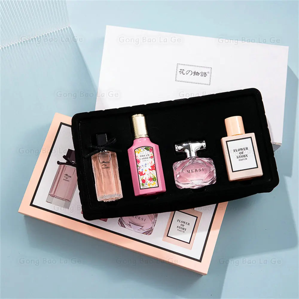 Floral Scent Gift Box 25ml Four Piece Set Women Lasting Fragrance Perfume Balminess Pheromone Eau De Parfum Men Cologne Toilette