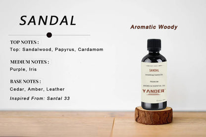 YANDER 100ml Sandalwood Essential Oil Aromatic Woody Fragrance Oil Santalwood Amber Leather No.33 Unisex Eau De Parfum Santal Pe