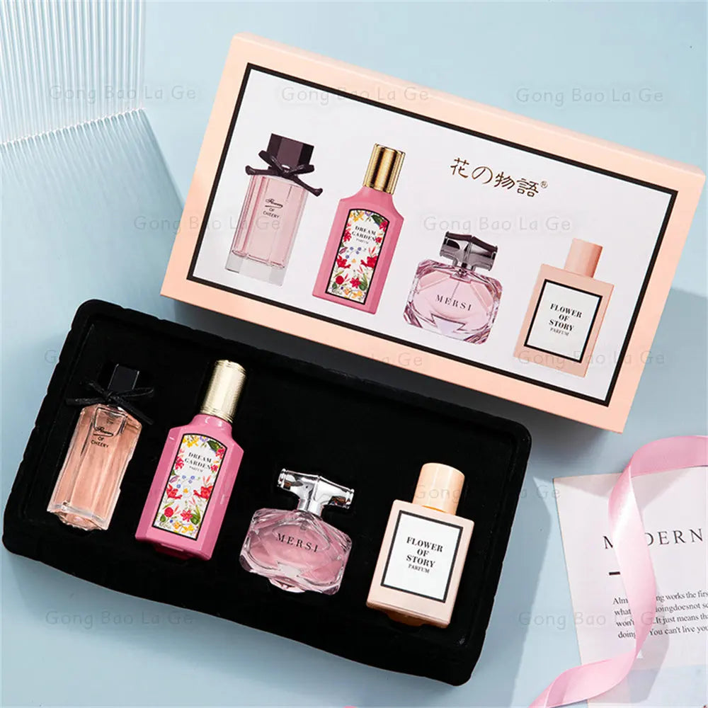 Floral Scent Gift Box 25ml Four Piece Set Women Lasting Fragrance Perfume Balminess Pheromone Eau De Parfum Men Cologne Toilette