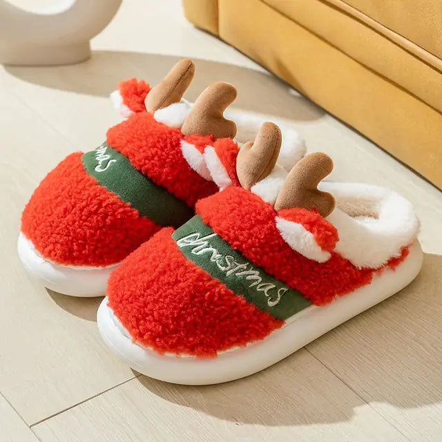 Thick Sole Christmas Deer Slippers