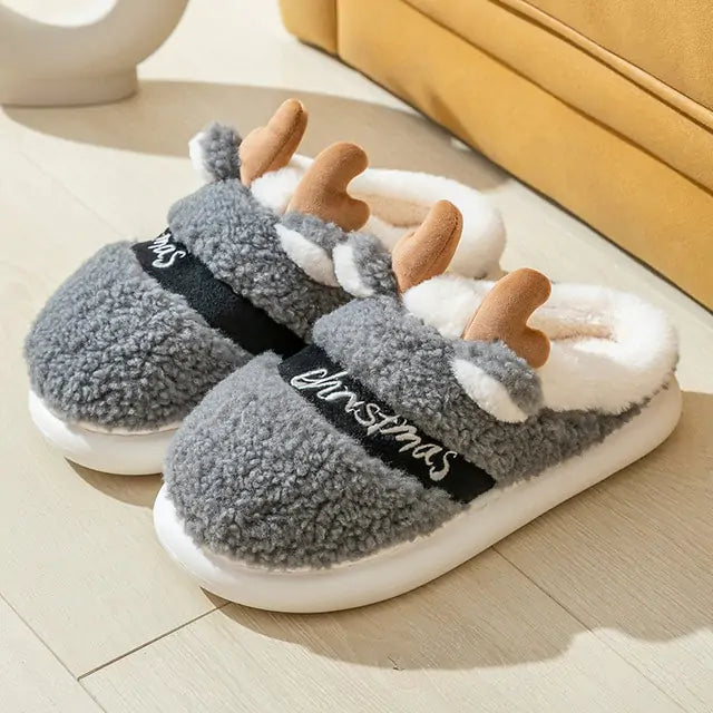 Thick Sole Christmas Deer Slippers